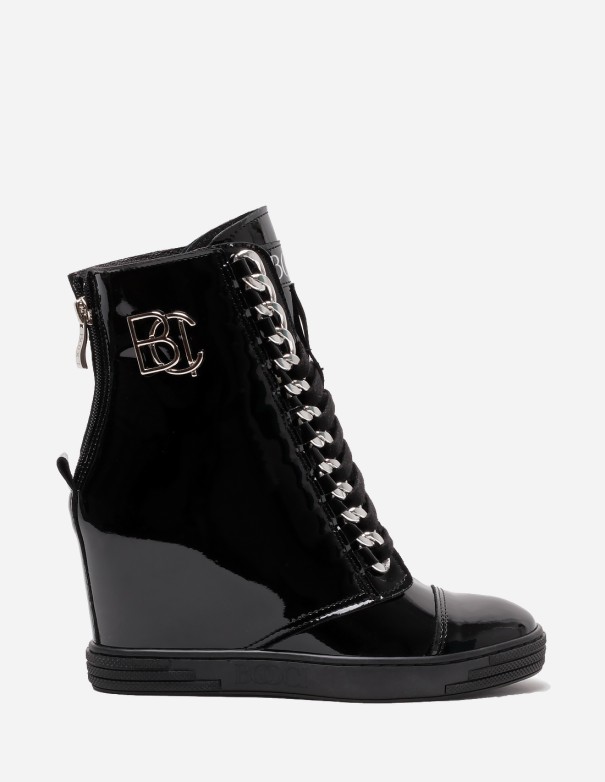Sneakersy damskie czarne lakierowane BOOCI