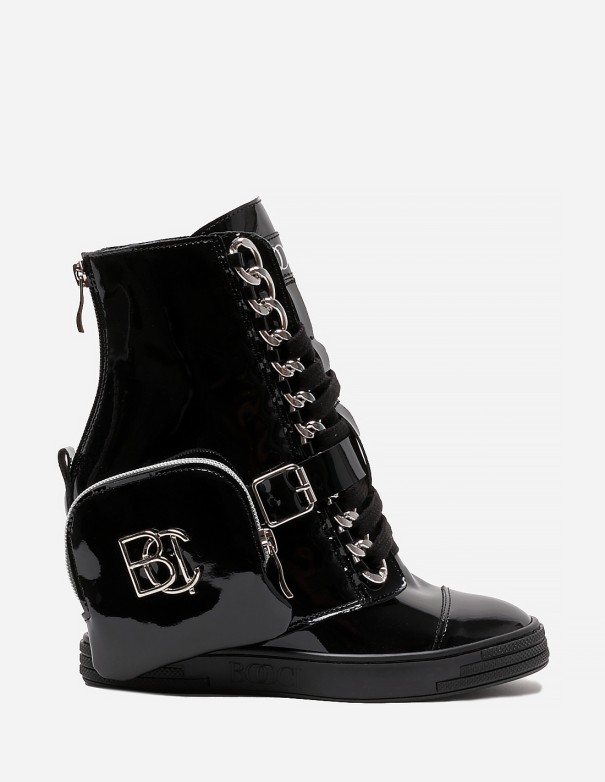 Sneakersy BOOCI czarne lakierowane z torebkami - 1
