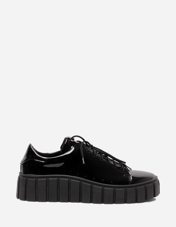 Sneakersy BOOCI czarne lakierowane sznurowane - 1