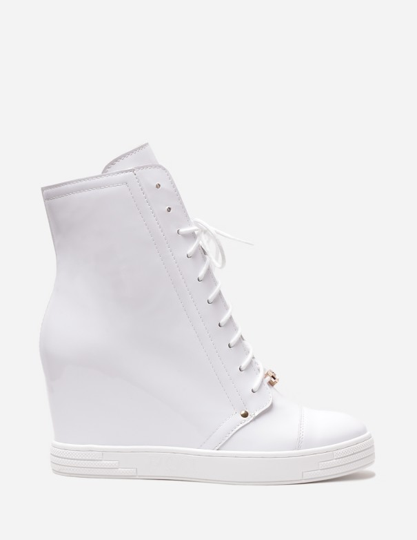 Sneakersy BOOCI klasyczne białe lakierowane - 1