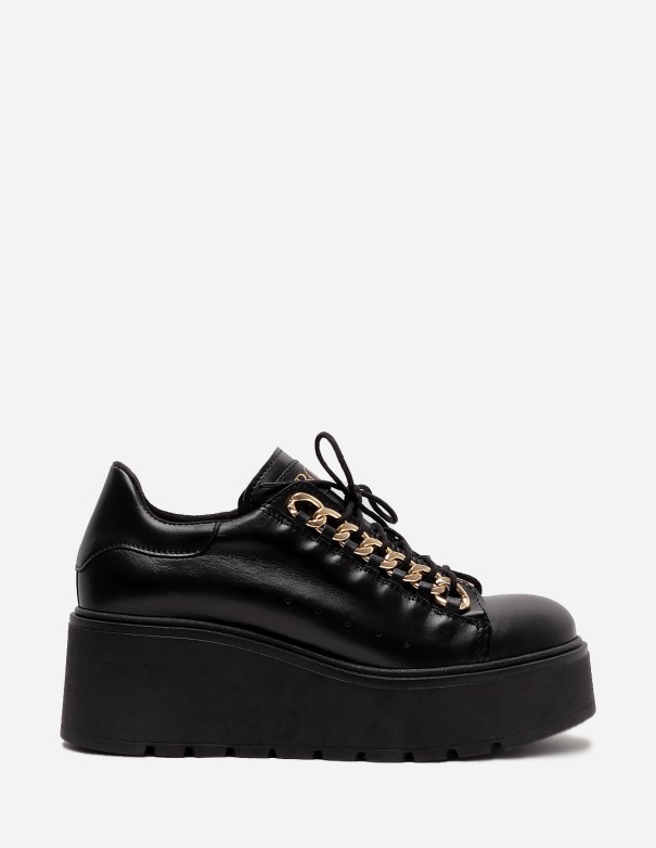 Sneakersy damskie skórzane czarne na platformie BOOCI|Marka BOOCI