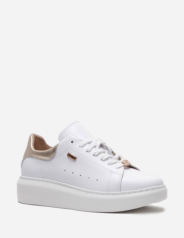 Kup Sneakersy damskie skórzane białe złote BOOCI w sklepie BOOCI