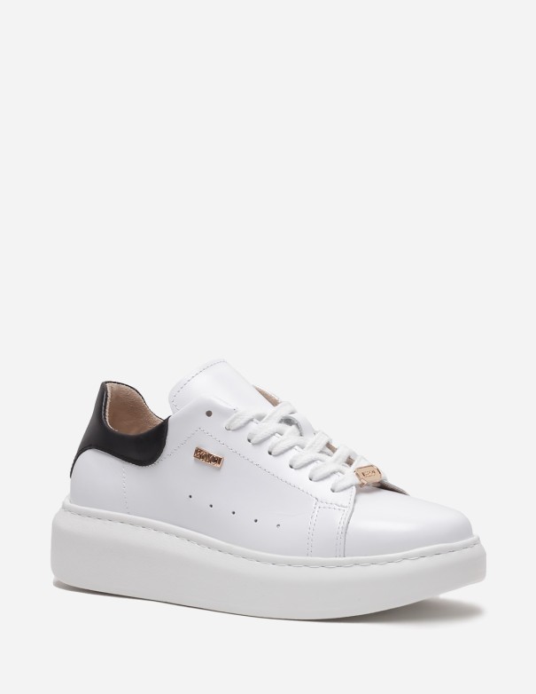 Kup Sneakersy damskie skórzane białe czarne BOOCI w sklepie BOOCI